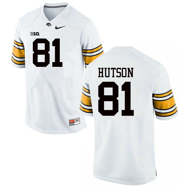 Men #81 Desmond Hutson Iowa Hawkeyes College Football Jerseys Sale-White - Click Image to Close